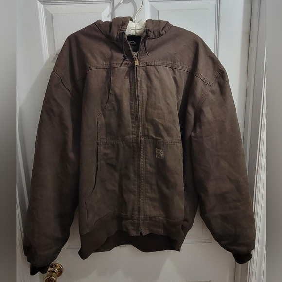 Y2K Vintage J318 Dark Brown Carhartt Canvase Hoodie Jacket Quilted Normcore 2XL